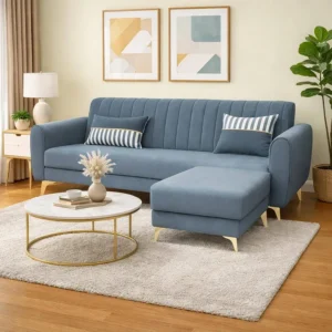 Adorn India Premium Velvet L Shape Sofa Set
