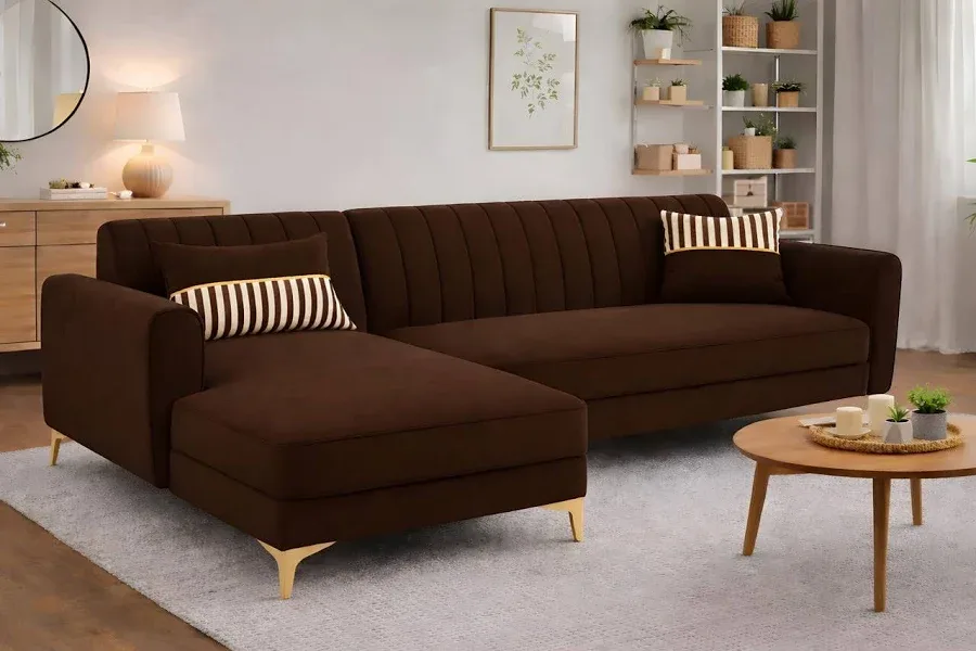Adorn India Premium Velvet L Shape Sofa Set - Image 3