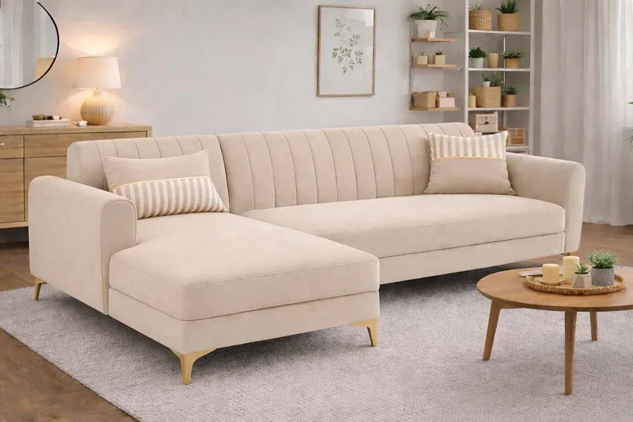 Adorn India Premium Velvet L Shape Sofa Set - Image 4